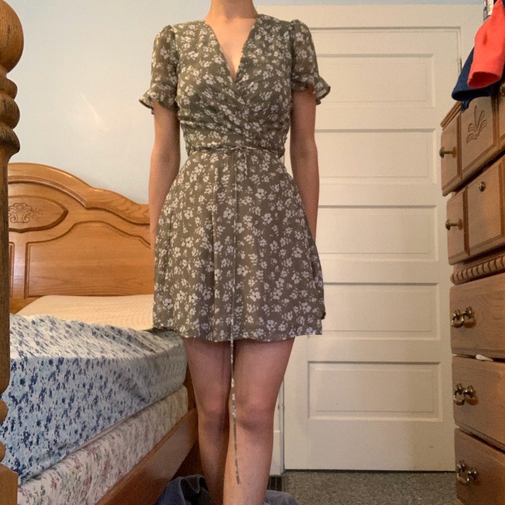 Green wrap dress